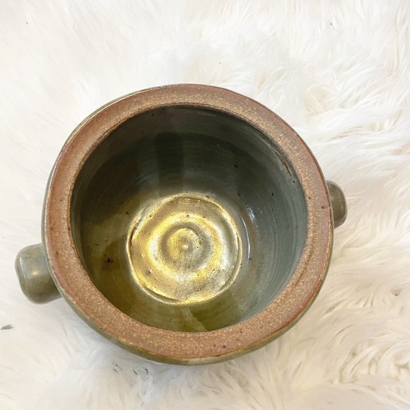 Stoneware Small Green Cooking Crock Bowl Oven Safe - Picture 2 of 6